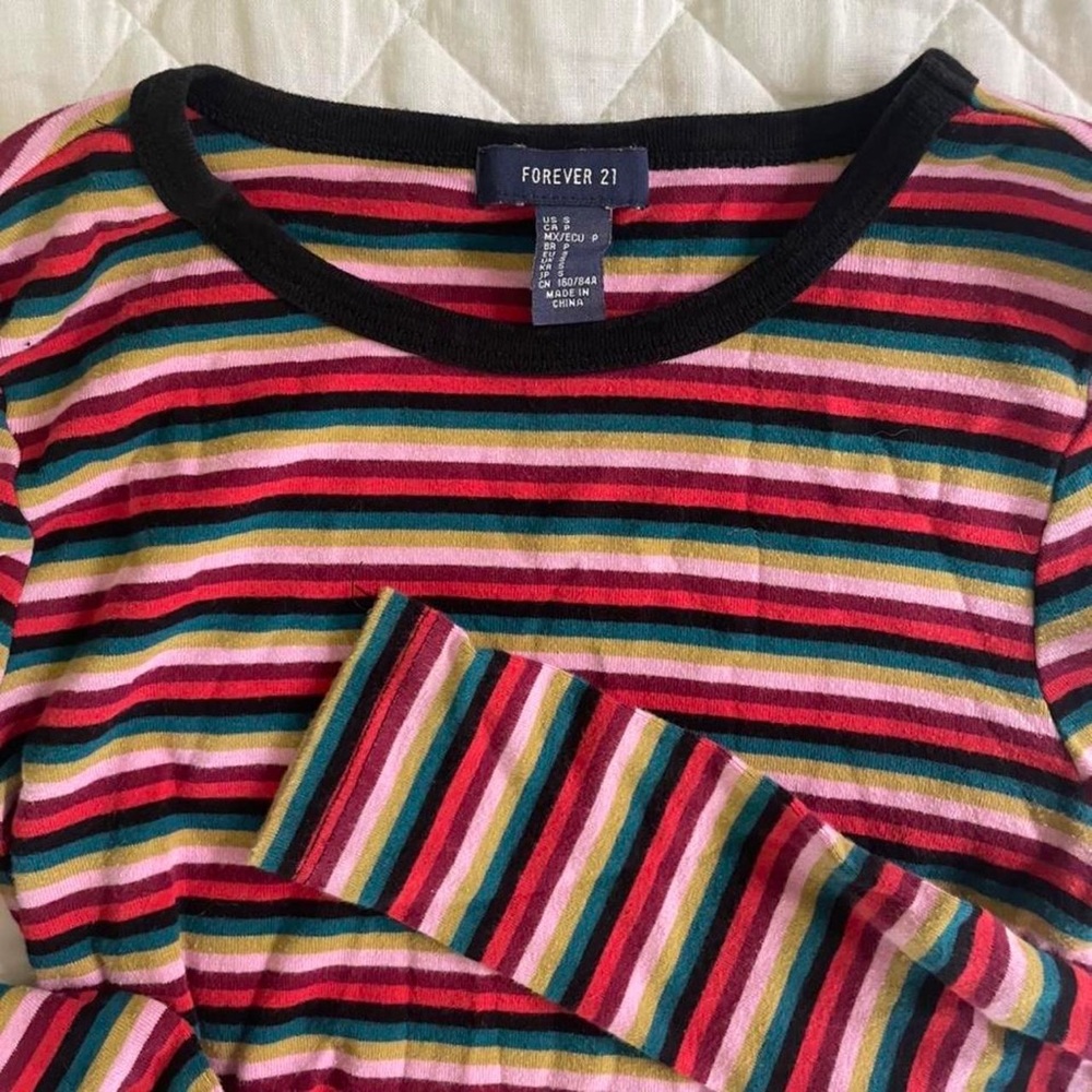 Forever 21 Striped long sleeve crop top